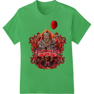 Frightening Evil Clown DTF Print Heat Transfer for Halloween made with premium direct to film printing