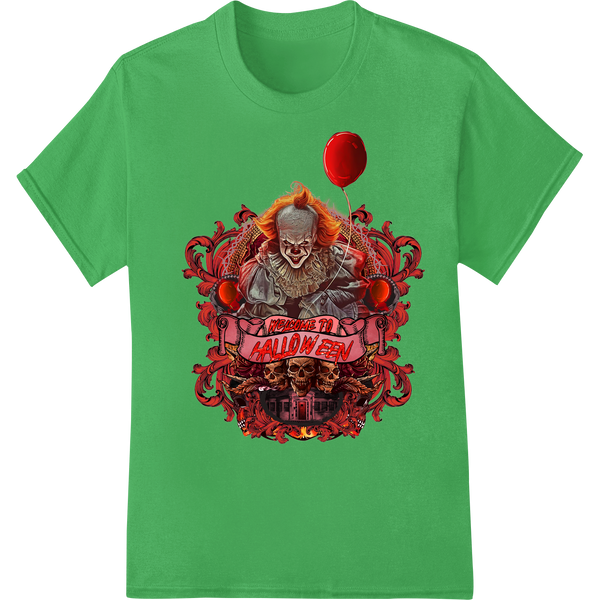 Frightening Evil Clown DTF Print Heat Transfer for Halloween made with premium direct to film printing