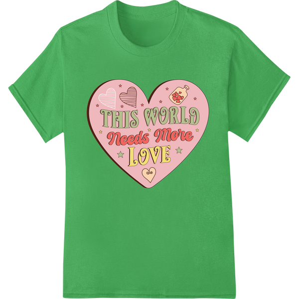 Retro Valentine's Love: Adorable Hello Kitty Heart DTF Print on green shirt - SUPERDTF-DTF Prints-DTF Transfers-Custom DTF Prints