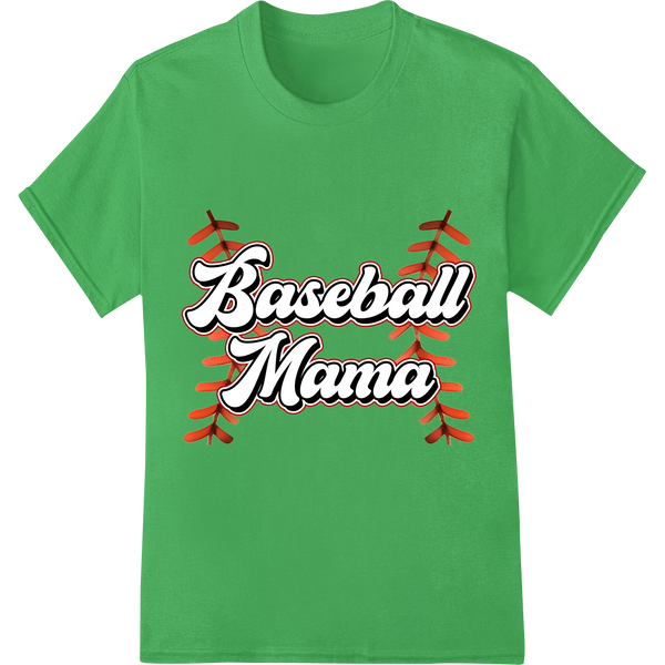 Baseball Mama: The Ultimate DTF Print for Sports Moms on green shirt - SUPERDTF-DTF Prints-DTF Transfers-Custom DTF Prints