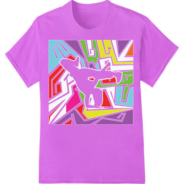 Retro 80s Geometric Explosion | Bold DTF Print Heat Transfer on purple shirt - SUPERDTF-DTF Prints-DTF Transfers-Custom DTF Prints