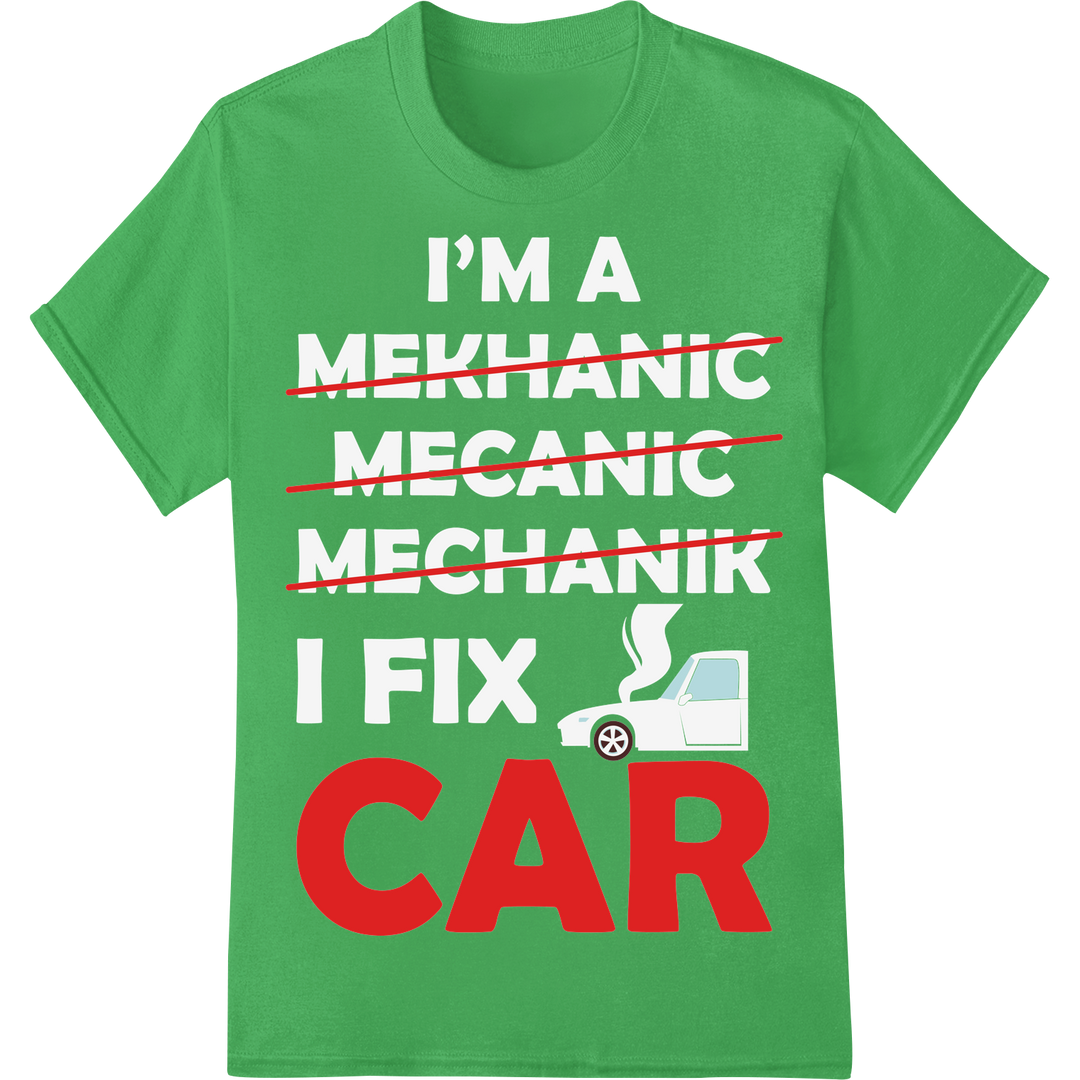 Bold 'CAR' DTF Print Heat Transfer for Auto Enthusiasts on green shirt - SUPERDTF-DTF Prints-DTF Transfers-Custom DTF Prints