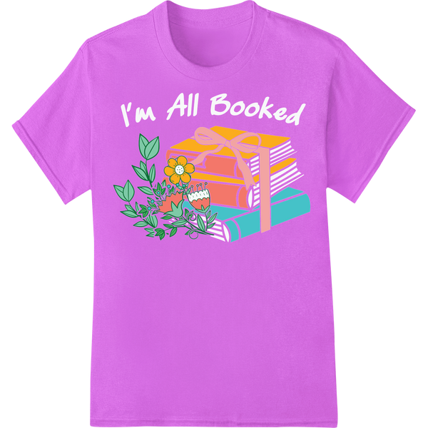 Floral Book Stack Mother's Day DTF Print Heat Transfer on purple shirt - SUPERDTF-DTF Prints-DTF Transfers-Custom DTF Prints