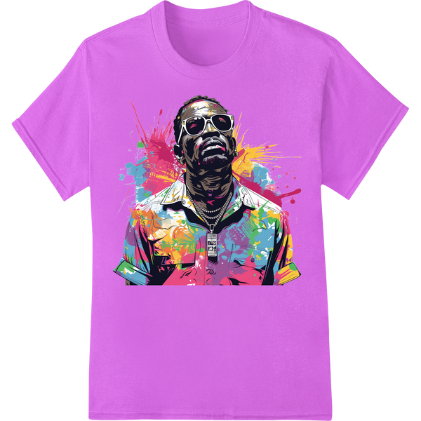 Abstract Pop Art Portrait in Vivid Colors on purple shirt - SUPERDTF-DTF Prints-DTF Transfers-Custom DTF Prints