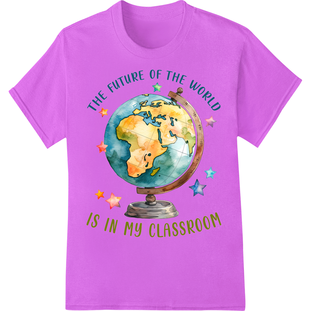 Inspire Learning: "Future of the World" Teacher DTF Print on purple shirt - SUPERDTF-DTF Prints-DTF Transfers-Custom DTF Prints