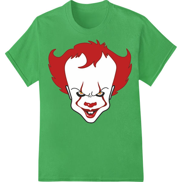 A sinister red clown face with an evil grin, perfect for Halloween-themed DTF print transfers and custom apparel.