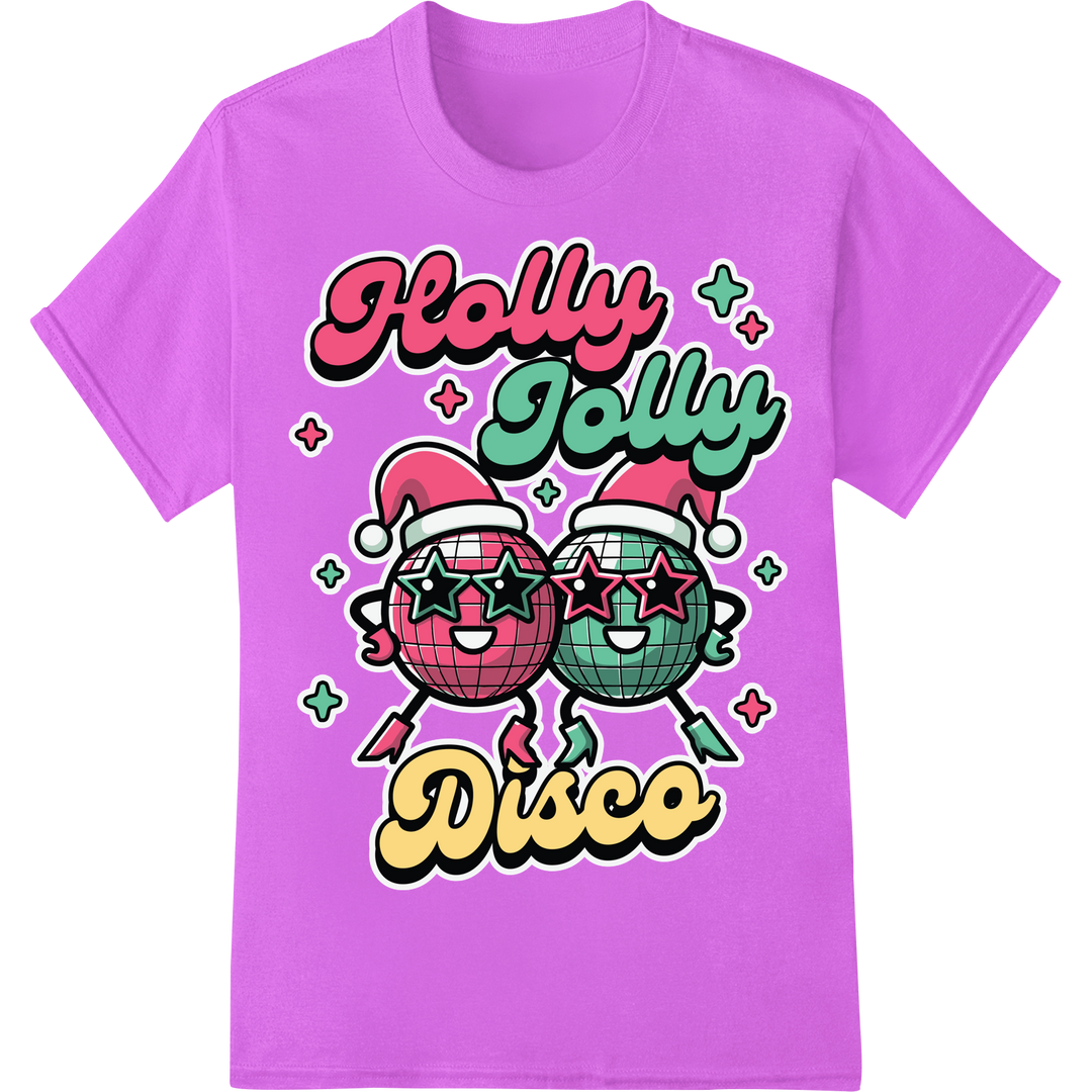 Holly Jolly Disco: Funky Fresh Super DTF Christmas Print on purple shirt - SUPERDTF-DTF Prints-DTF Transfers-Custom DTF Prints