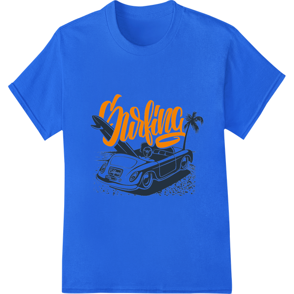 Premium quality DTF prints on Vintage Surfing Car - Retro Beach Vibes Heat Transfer