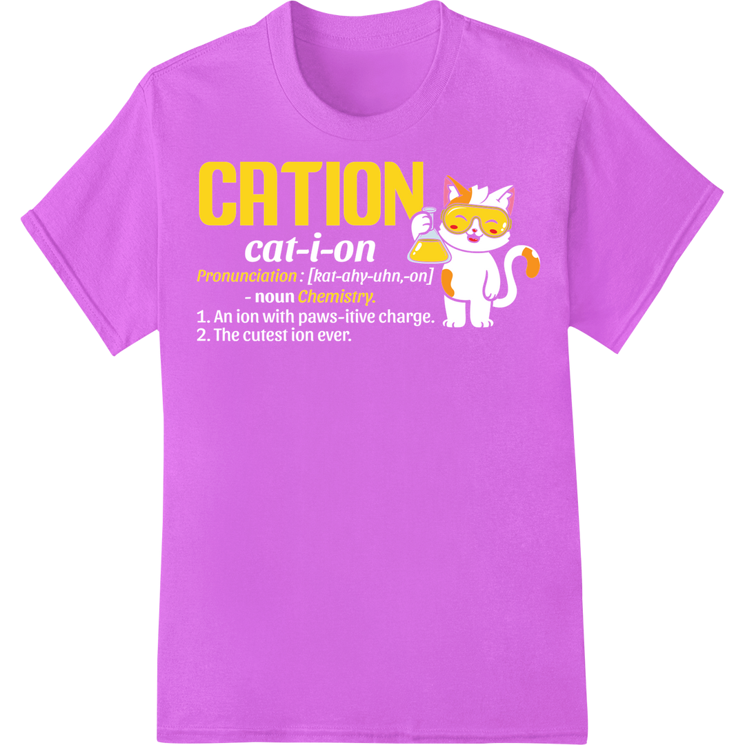 Foxy Chemistry: Purr-fect CATION DTF Print Heat Transfer on purple shirt - SUPERDTF-DTF Prints-DTF Transfers-Custom DTF Prints