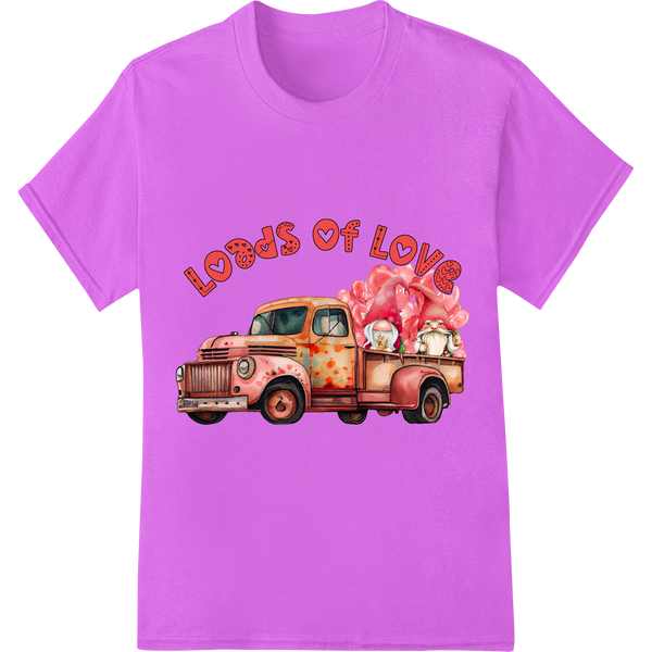 Gnome Couple's Love Truck - Adorable Valentine's DTF Print on purple shirt - SUPERDTF-DTF Prints-DTF Transfers-Custom DTF Prints