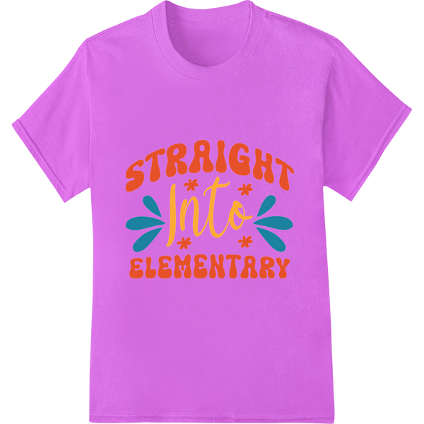 Vibrant 'Straight Into Elementary' Back-to-School DTF Print on purple shirt - SUPERDTF-DTF Prints-DTF Transfers-Custom DTF Prints