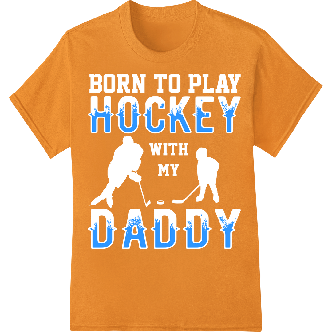 Ice Cool Hockey Daddy DTF Print Heat Transfer - Sports Gift on orange shirt - SUPERDTF-DTF Prints-DTF Transfers-Custom DTF Prints