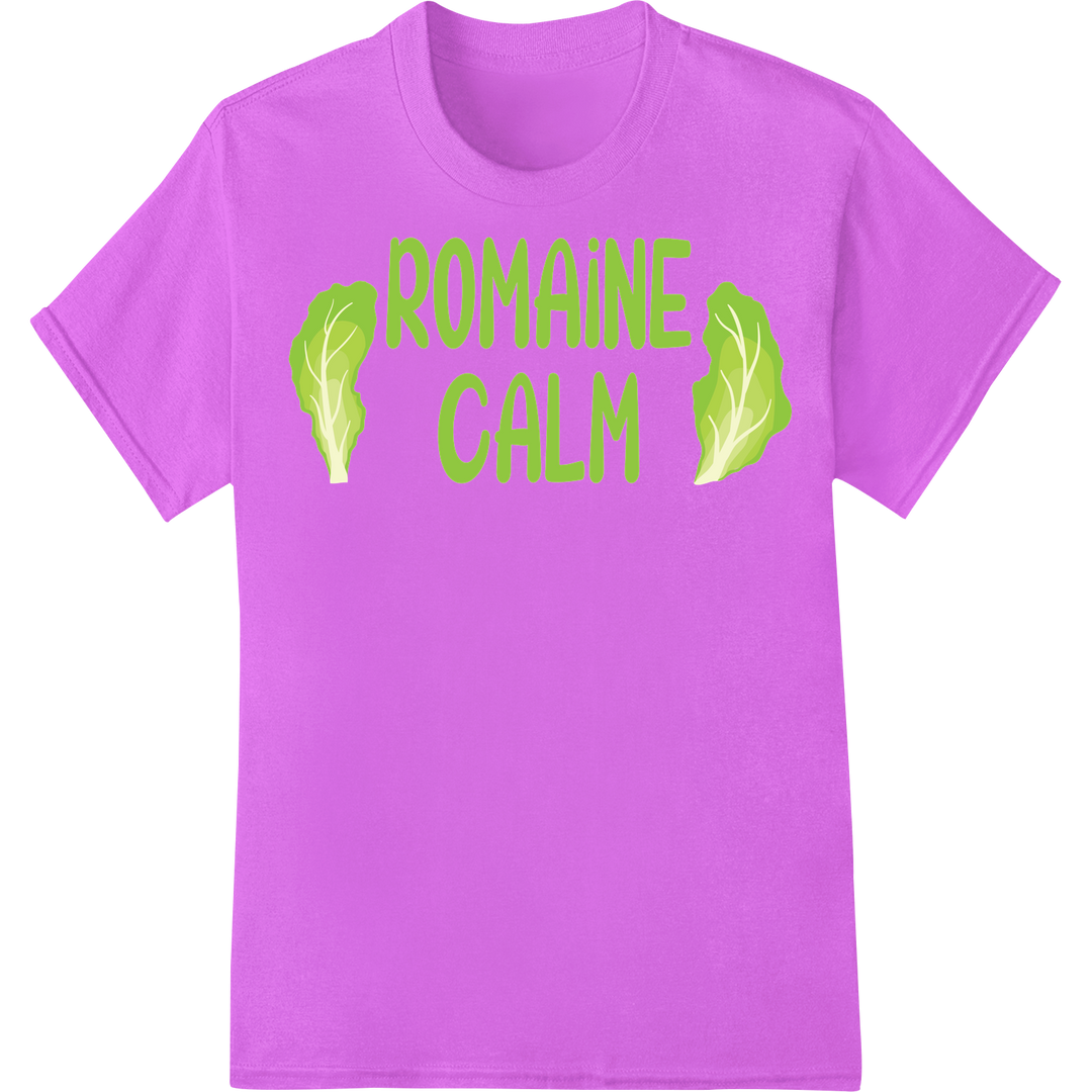 Keep Calm and Lettuce On: Witty Romaine DTF Print Transfer on purple shirt - SUPERDTF-DTF Prints-DTF Transfers-Custom DTF Prints