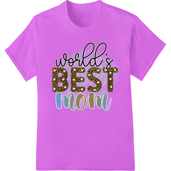 Personalized DTF printing experts design for World's Best Mom Leopard Print Gold Glitter DTF Transfer