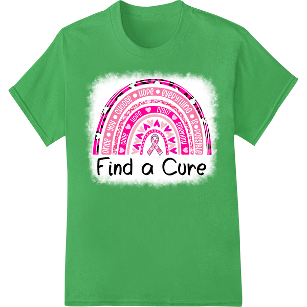 Find a Cure: Support Breast Cancer Awareness DTF Print on green shirt - SUPERDTF-DTF Prints-DTF Transfers-Custom DTF Prints