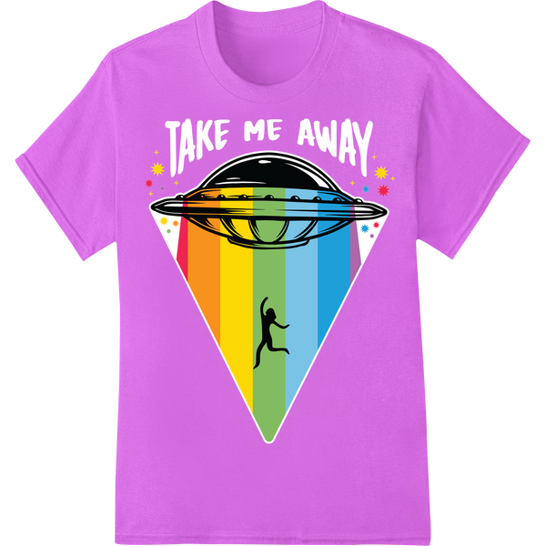 Alien Abduction Rainbow Pride DTF Print Heat Transfer on purple shirt - SUPERDTF-DTF Prints-DTF Transfers-Custom DTF Prints