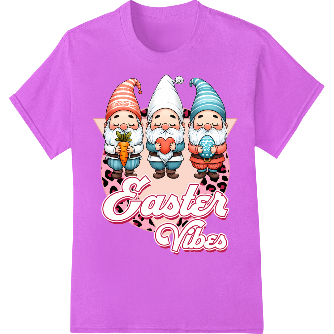 Adorable Easter Gnomes DTF Print - Festive Holiday Fun on purple shirt - SUPERDTF-DTF Prints-DTF Transfers-Custom DTF Prints