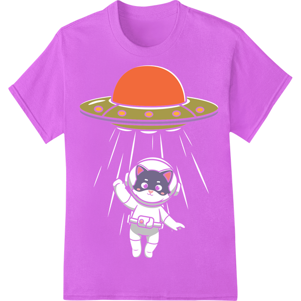 Sarcastic Cat Abduction UFO DTF Print Heat Transfer on purple shirt - SUPERDTF-DTF Prints-DTF Transfers-Custom DTF Prints