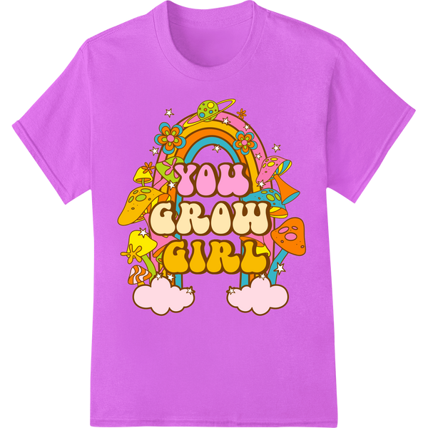 Vibrant high-quality t-shirt printing print on You Grow Girl: Cute Rainbow Inspirational DTF Print