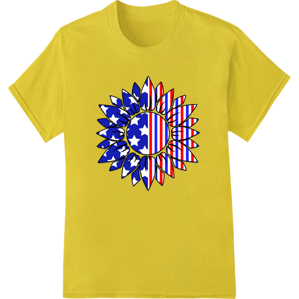 Patriotic Sunflower: 4th of July DTF Print Heat Transfer on yellow shirt - SUPERDTF-DTF Prints-DTF Transfers-Custom DTF Prints