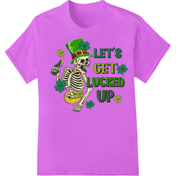 Skeleton Leprechaun: Get Lucked Up This St. Patrick's Day on purple shirt - SUPERDTF-DTF Prints-DTF Transfers-Custom DTF Prints