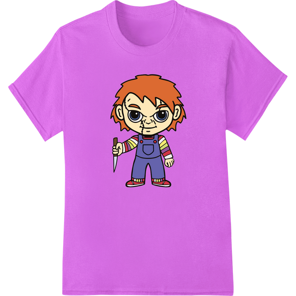 Adorable Chucky-Inspired Cartoon Kid - Halloween DTF Print featuring professional t shirt prints