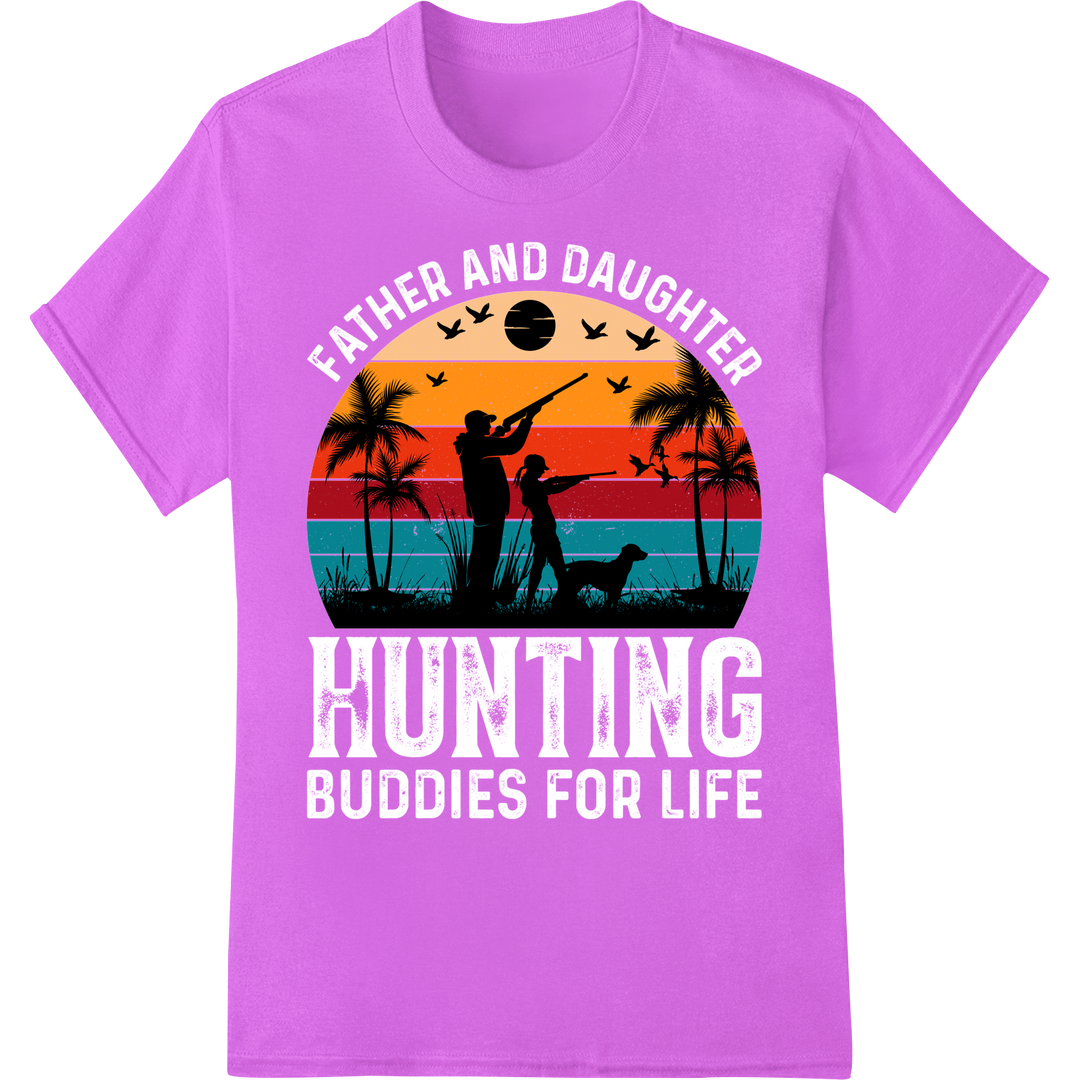 Father-Son Hunting Trip Sunset DTF Print Heat Transfer on purple shirt - SUPERDTF-DTF Prints-DTF Transfers-Custom DTF Prints