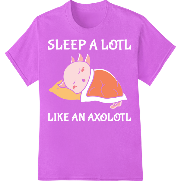 Adorable Axolotl: Cute Pink Aquatic Creature DTF Print on purple shirt - SUPERDTF-DTF Prints-DTF Transfers-Custom DTF Prints