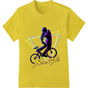 Innovative DTF technology design on Freestyle BMX Rider - Neon Digital Art DTF Heat Transfer