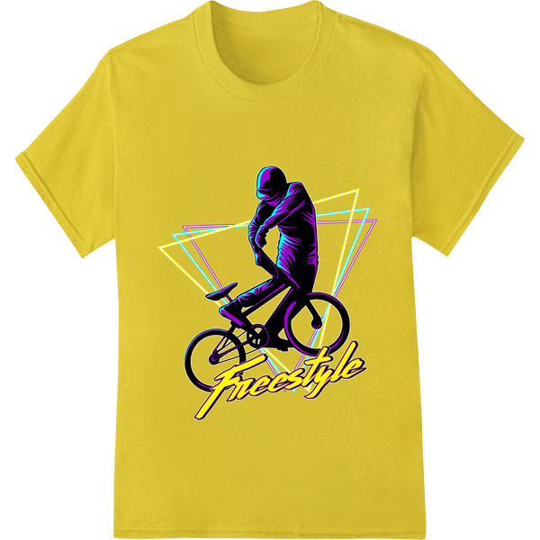 Innovative DTF technology design on Freestyle BMX Rider - Neon Digital Art DTF Heat Transfer