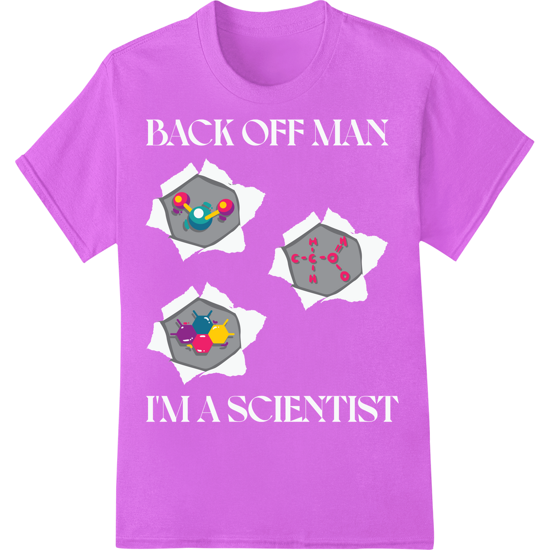 Vibrant Chemistry: Colorful Molecule DTF Heat Transfer Print on purple shirt - SUPERDTF-DTF Prints-DTF Transfers-Custom DTF Prints