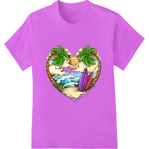 Innovative DTF technology design on Tropical Beach Heart Paradise: DTF Print Heat Transfer