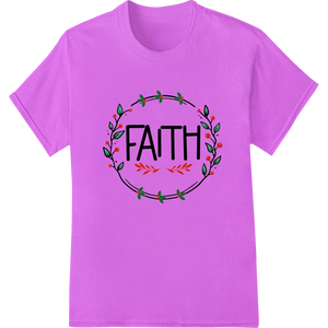 Expert bulk t-shirt printing craftsmanship on Minimalist Christmas Wreath with 'FAITH' Message