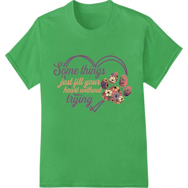 Dog Mom Life - Puppy Love Fills the Heart - Paw Print DTF on green shirt - SUPERDTF-DTF Prints-DTF Transfers-Custom DTF Prints