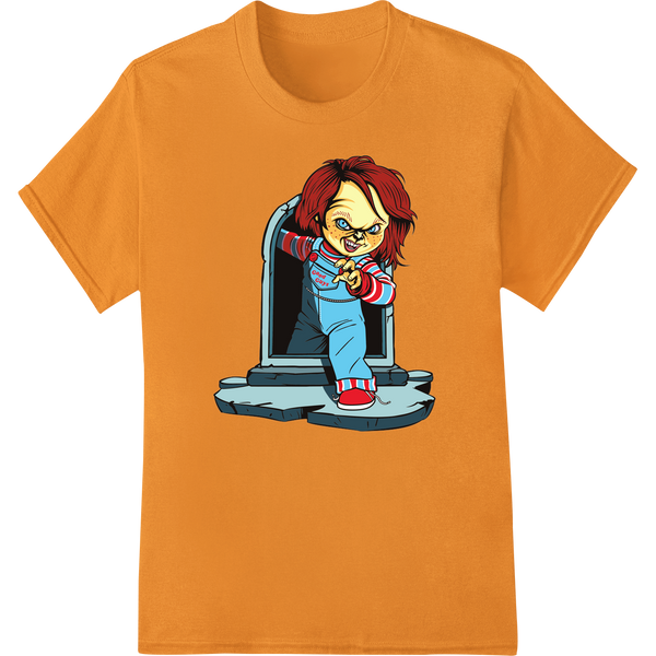 Custom custom garment printing design - Chucky's Evil Twin: Bone-Chilling DTF Print for Halloween