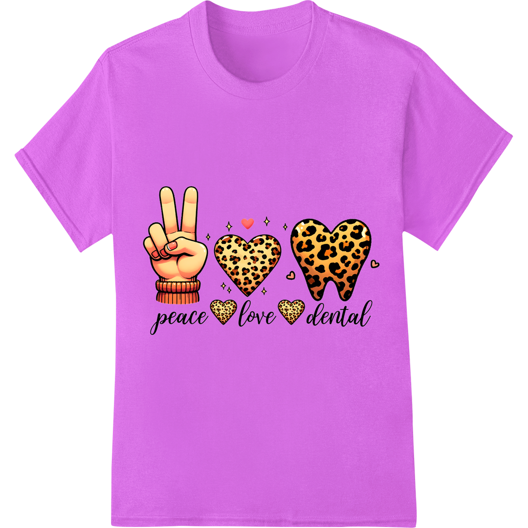 Peace Love Dental DTF Print Heat Transfer | Trendy Dentist on purple shirt - SUPERDTF-DTF Prints-DTF Transfers-Custom DTF Prints