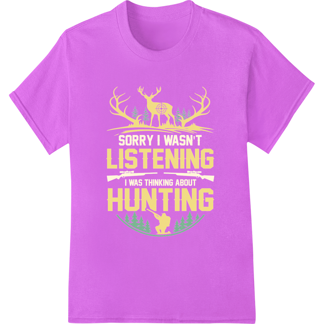 Stalking Deer Hunting DTF Print Heat Transfer - Listen on purple shirt - SUPERDTF-DTF Prints-DTF Transfers-Custom DTF Prints