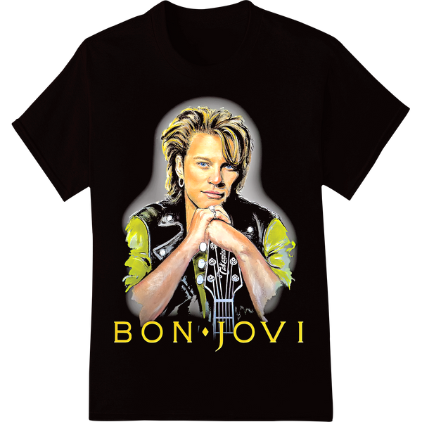 Electrifying Bon Jovi Portrait - Vivid DTF Print Heat Transfer on black shirt - SUPERDTF-DTF Prints-DTF Transfers-Custom DTF Prints