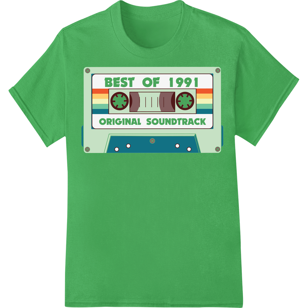 Retro 80s Cassette Tape Music Lover Vintage DTF Heat Transfer on green shirt - SUPERDTF-DTF Prints-DTF Transfers-Custom DTF Prints