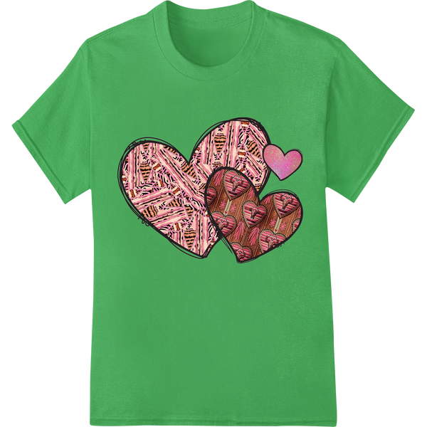 Vintage Western Love Hearts DTF Print Heat Transfer on green shirt - SUPERDTF-DTF Prints-DTF Transfers-Custom DTF Prints