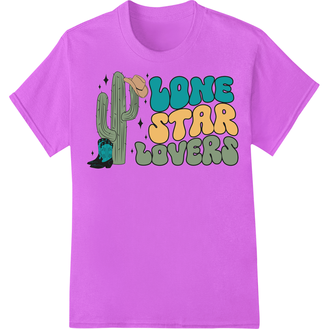 Lone Star Lovers: Cactus Couple Valentine's DTF Print on purple shirt - SUPERDTF-DTF Prints-DTF Transfers-Custom DTF Prints