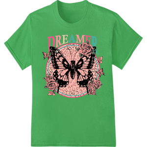 Personalized custom apparel design for Dreamy Butterfly Amidst Blooming Roses - Ornate DTF Print