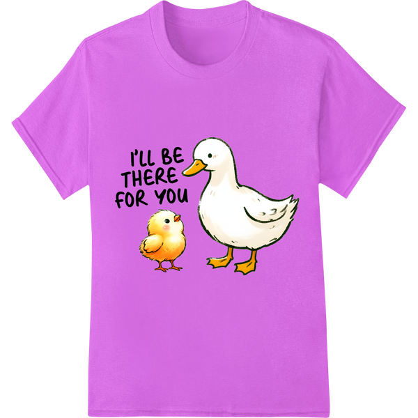 Adorable Chicken & Chick: Heartwarming 'I'll Be There For You' on purple shirt - SUPERDTF-DTF Prints-DTF Transfers-Custom DTF Prints