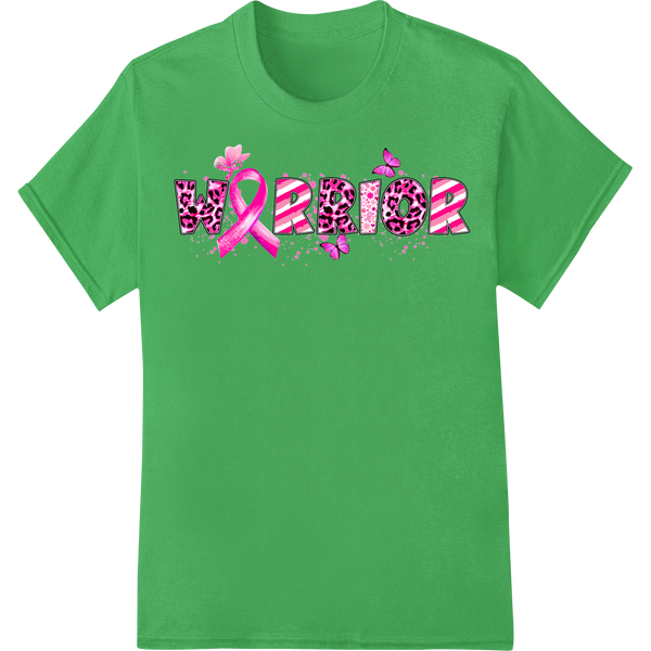 Warrior Breast Cancer Awareness Pink Ribbons DTF Print on green shirt - SUPERDTF-DTF Prints-DTF Transfers-Custom DTF Prints