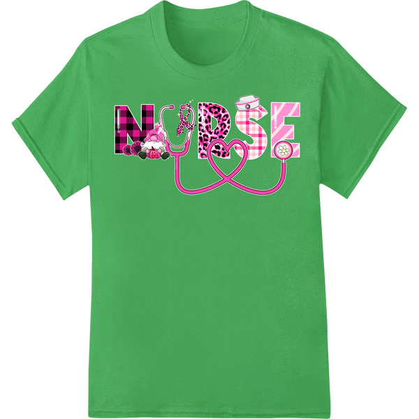 Celebrate Nurses: Heartfelt Appreciation Design on green shirt - SUPERDTF-DTF Prints-DTF Transfers-Custom DTF Prints