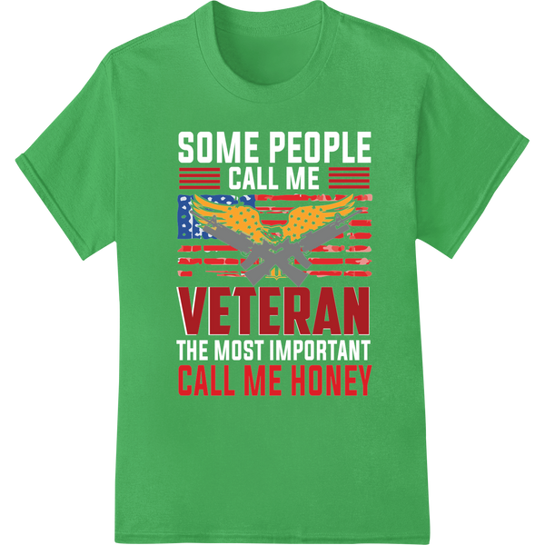 Bold Patriotic Veteran DTF Print Heat Transfer Design on green shirt - SUPERDTF-DTF Prints-DTF Transfers-Custom DTF Prints