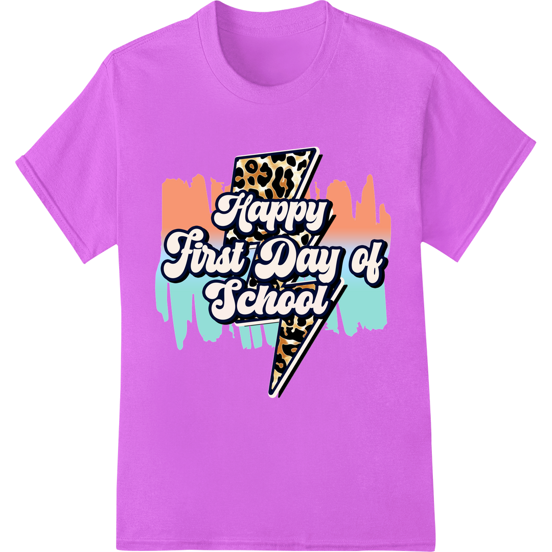 Wild About School - Leopard Print First Day Transfer on purple shirt - SUPERDTF-DTF Prints-DTF Transfers-Custom DTF Prints