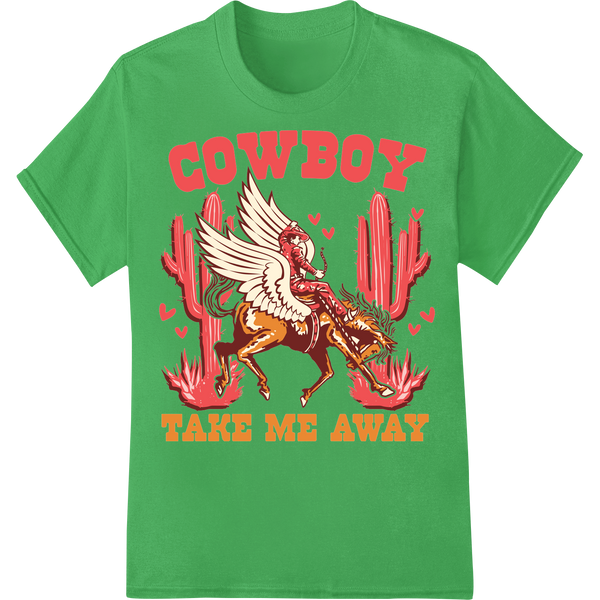 Saddle Up for Love: Fiery Winged Horse Valentine's Print on green shirt - SUPERDTF-DTF Prints-DTF Transfers-Custom DTF Prints