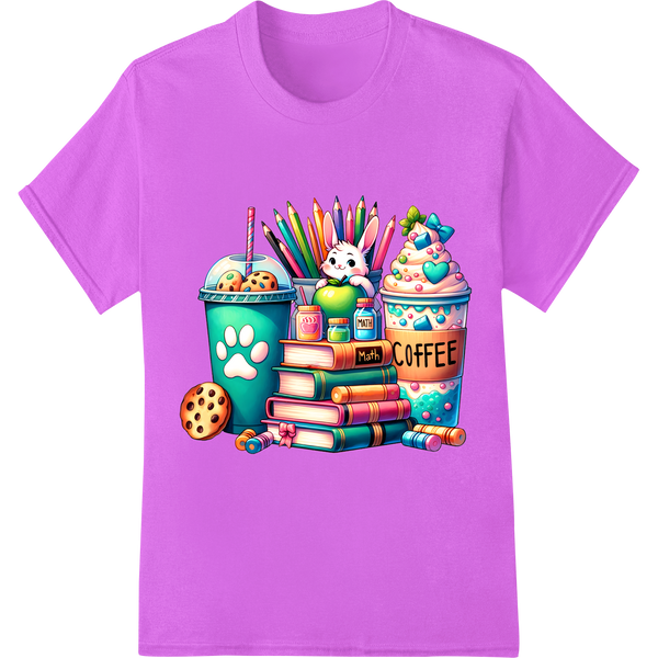 Hoppy Easter Teacher DTF Print: Adorable Bunny & School Fun on purple shirt - SUPERDTF-DTF Prints-DTF Transfers-Custom DTF Prints