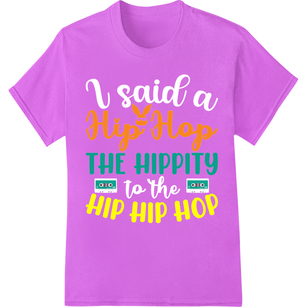 Hoppin' Hip Easter Bunny DTF Print Heat Transfer on purple shirt - SUPERDTF-DTF Prints-DTF Transfers-Custom DTF Prints